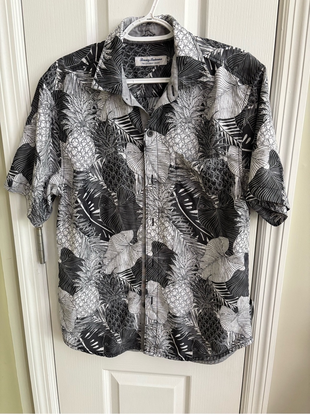 Tommy Bahama The Coconut Point Black & White Pineapple Leaf Print Shirt